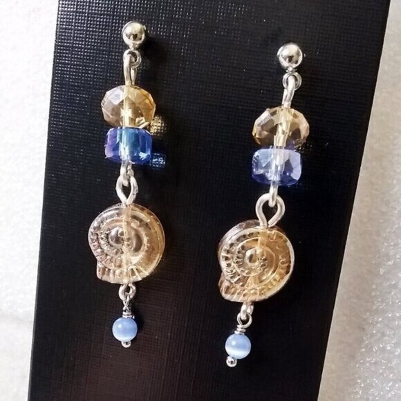 One-of-a-kind + Handmade! Catseye + Crystals Beads & Czech Glass Snail Shell - Picture 4 of 7